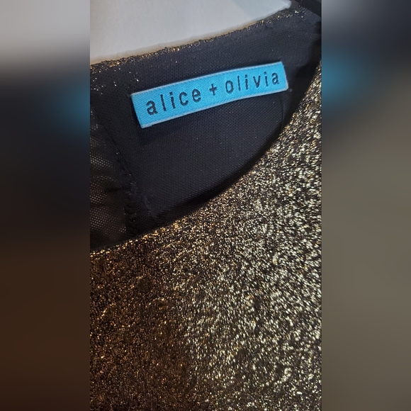 ALICE+OLIVIA - size M -COCKTAIL DRESS SPARKLE GOLD - - Picture 3 of 6